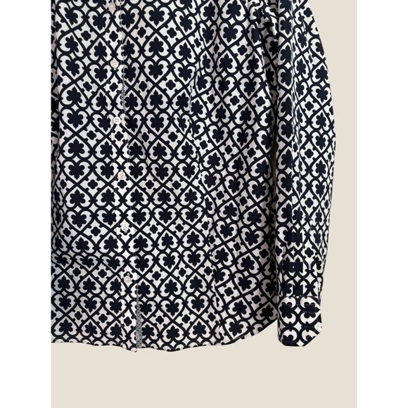 Talbots Non Iron Wrinkle Free Navy & White Professional Button Up Top Size 16 - Picture 3 of 8